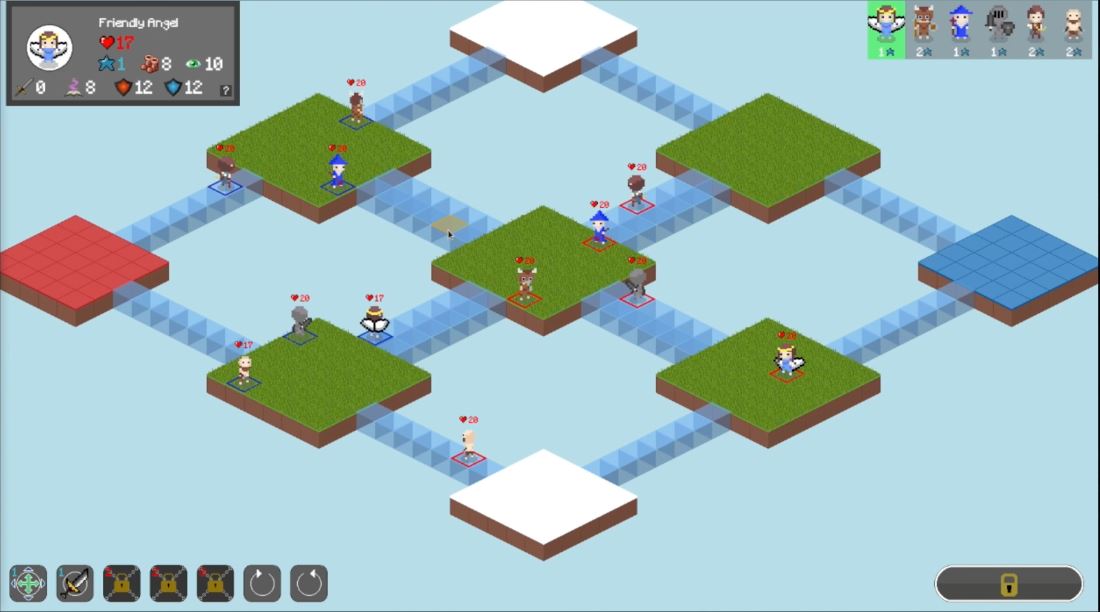 An isometric turn-based multiplayer game with pixel graphics